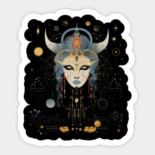 Freyja Norse Goddess Art Nouveau Surreal Goth Tattoo Art Sticker